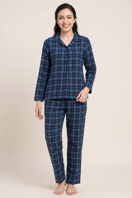 Zivame Flannel Woven Pyjama Set - French Blue — image 2
